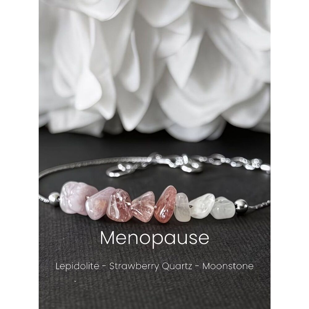 NWT Menopause Bracelet Hormone Balancing Raw Strawberry Quartz Moonstone